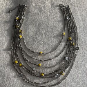 Silver and Yellow Multi-Layer Necklace